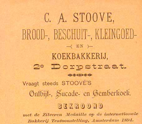 Advertentie van bakkerij A.E. Stoové in Adresboek van Zeist (1905)