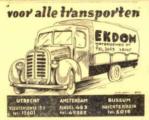 Advertentie 1947, Ekdom transporten